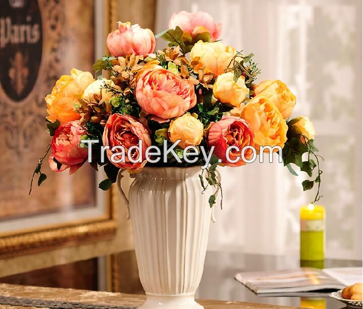 Europeanism artificial noble peony flower bouquet Home Party Decorative Flowers 52cm length with six big flowers good quality silk handmade flower