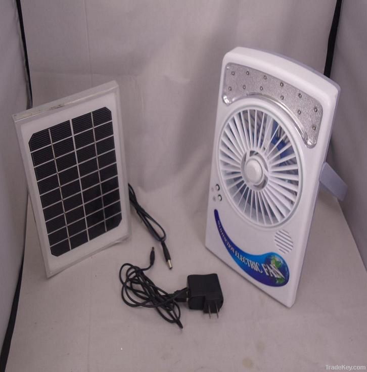 mini portable solar charge fan with 12 led light