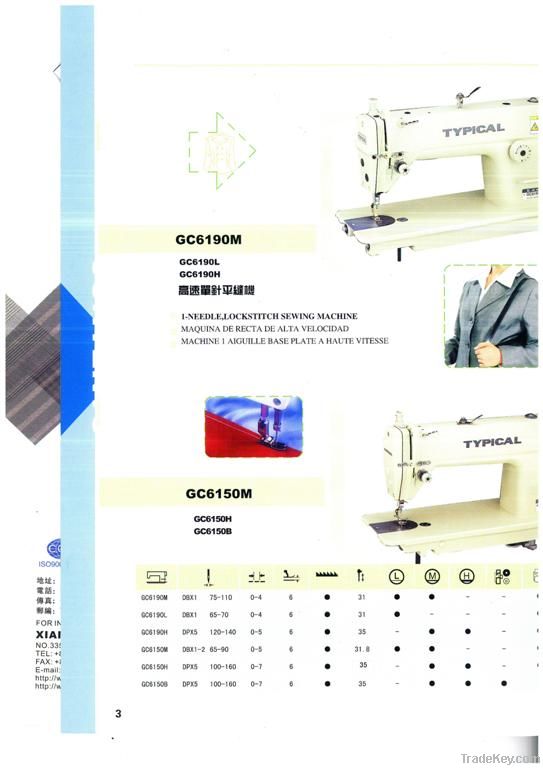 Typical single needle lockstitch sewing machine (head)