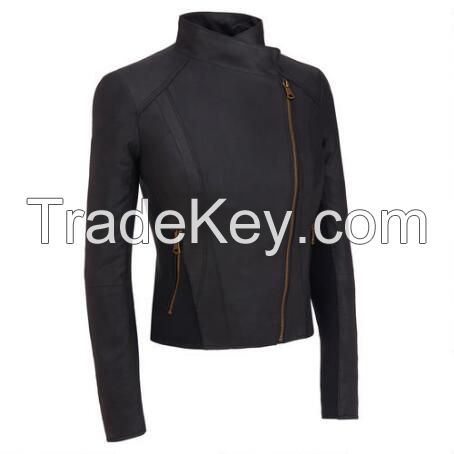 women hot sale sheep leather spike rivet motorbike leather jacket