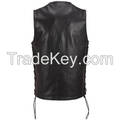 Oem new fashion leather motorbike vest for men