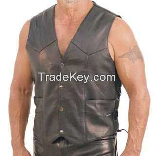 blue denim motorcycle vest