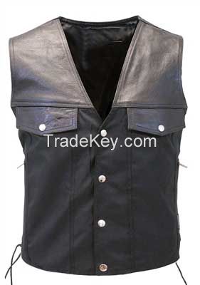 Mens Leather Biker Vest men cargo vest