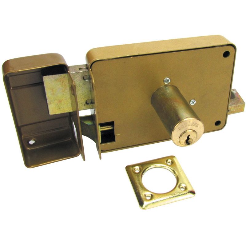 RIM LOCKS / RIM DOOR LOCK / SIX TURN RIM LOCK / FIXED CYLINDER RIM DOOR LOCK / ICSA ITALY AND BRASS FINISH RIM LOCK