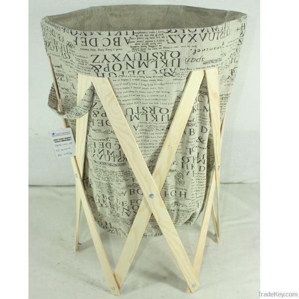 laundry hamper&wooden storage basket