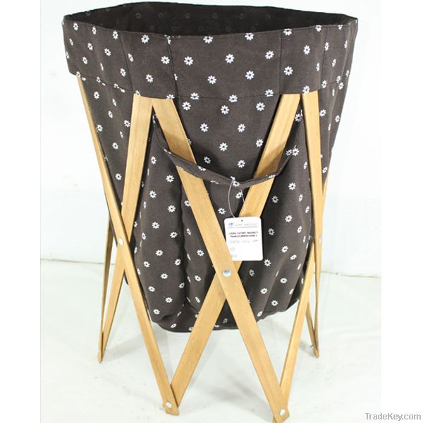 laundry hamper&wooden storage basket