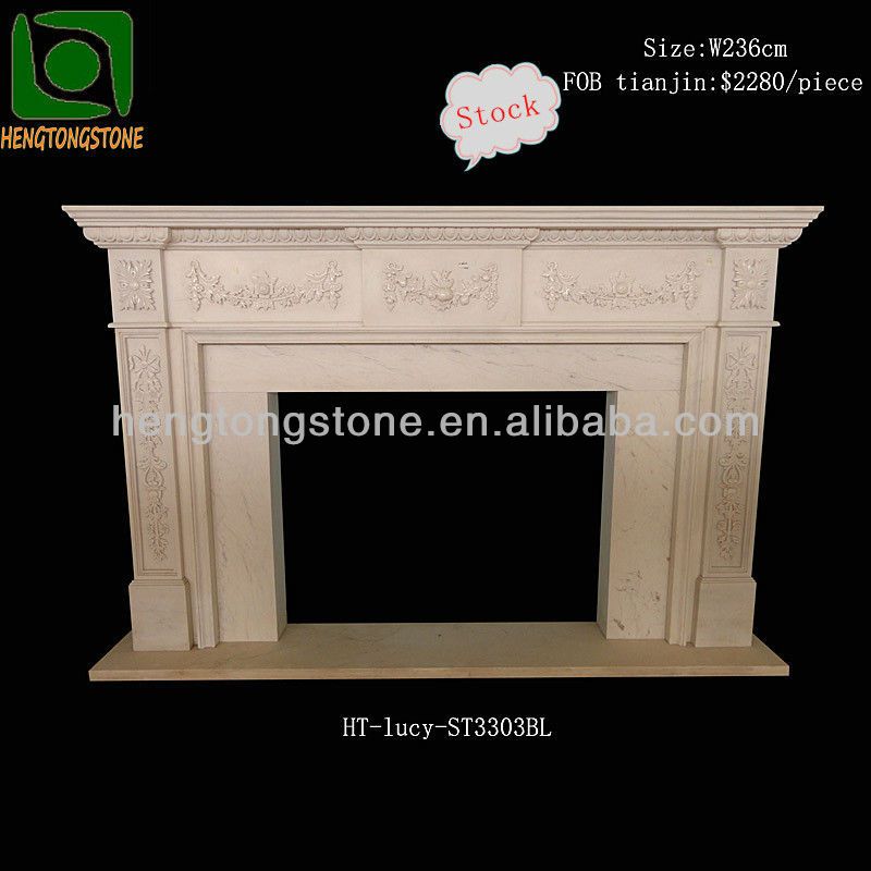 Big Marble Carved Floral Fireplace Mantel