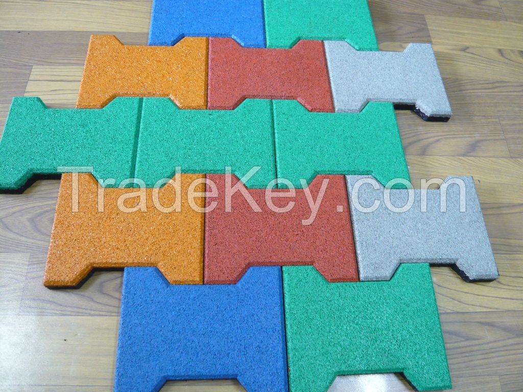 Dog-bone shape rubber tiles