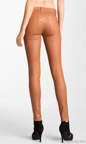 Copper Sparkle Pencil Leg Stretch Twill Leggings