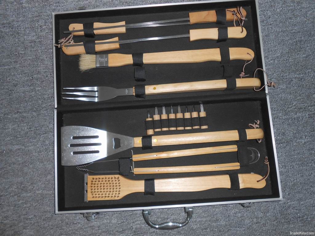 wood handle bbq sets