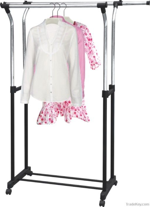 Double pole telescopic clothes rack