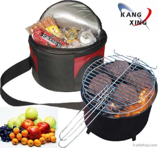 Mini Charcoal BBQ grill and cooler bag set