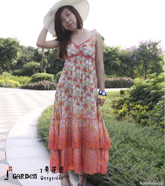 Floral garden style of Suspender skirt