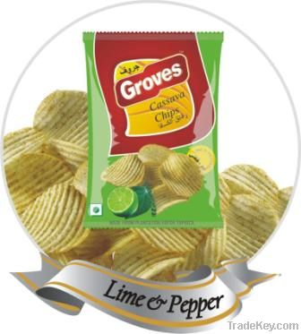 Crinkled Cassava Chips - Lime & Pepper