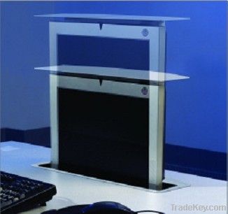 Motorized LCD lift mechanism for conference system