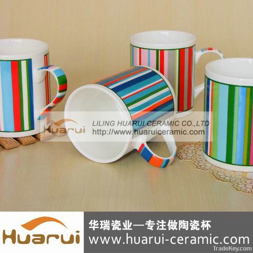 2012new product!10oz fine bone china ceramic mug with candy strip