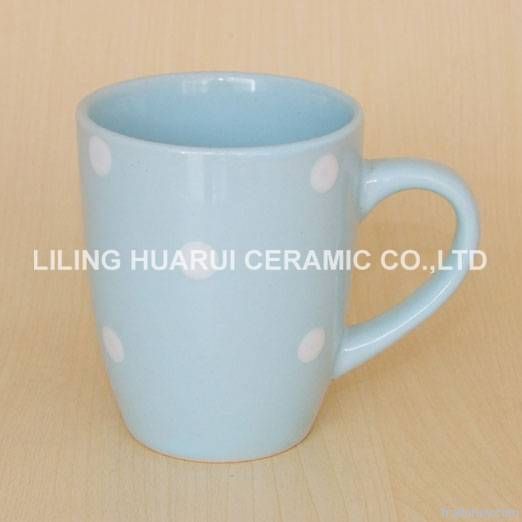 Dot hand-printed coloured glazed ceramic mug