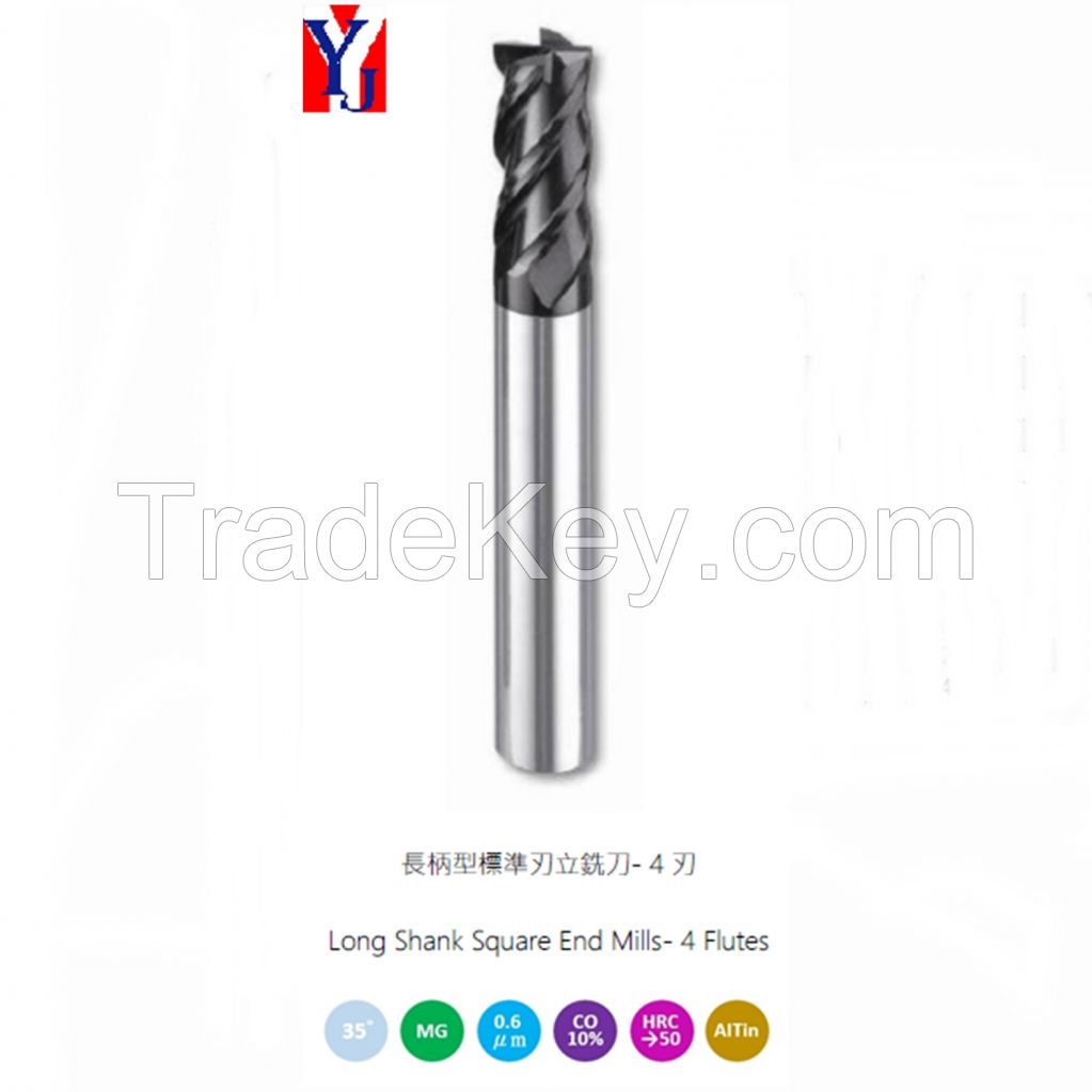 Solid Carbide Long Shank Square Endmill