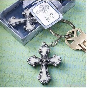 keychain with cross charm wedding favors party gifts