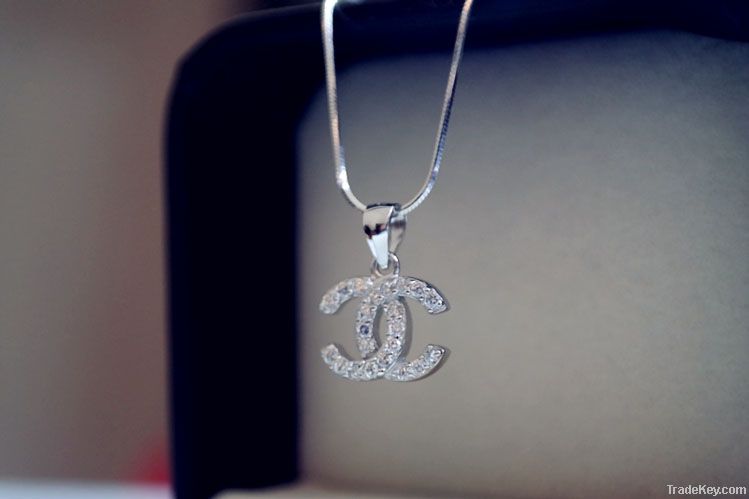 2014 TC fashion 925 sterling silver CZ pendant of chanel