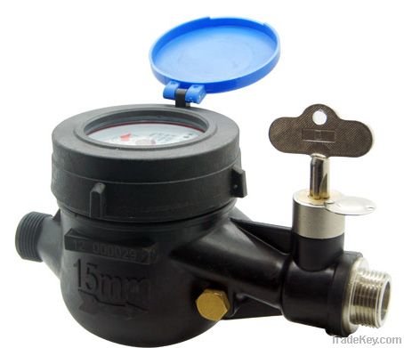 Multi Jet Dry Type Vane Wheel Water Meter With Valve Integrated