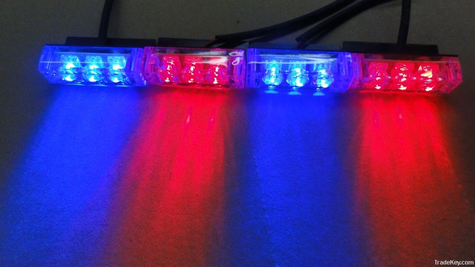 12 LED Emergency Vehicle Strobe Lights for Front Grille/Deck Red Blue