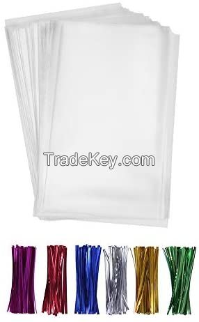 Clear plastic bags with ties