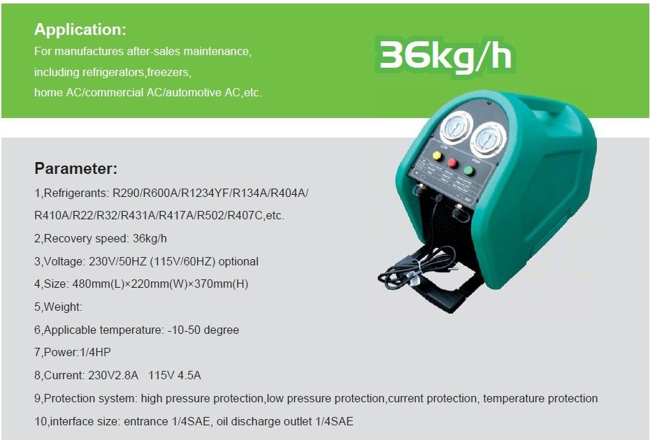 portable refrigerant recovery machine