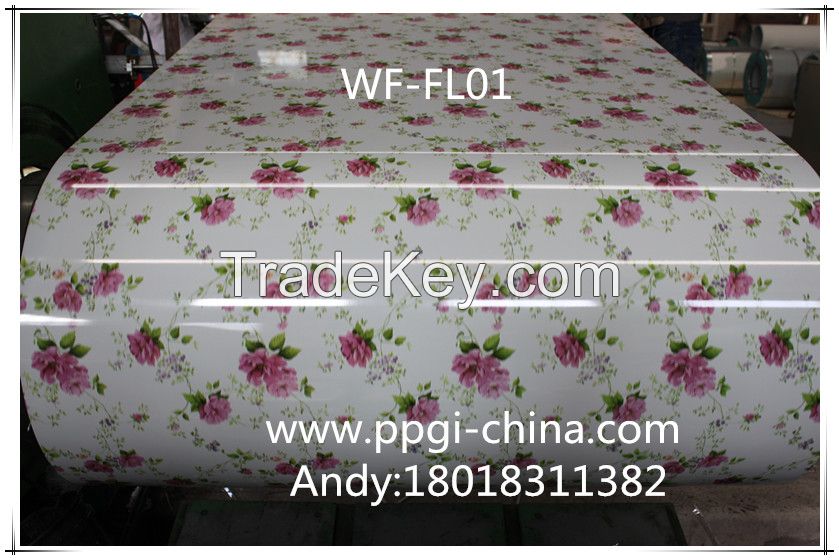 flower wood finish color coated steel ppgi printech camouflag grain ppgi /ppgl