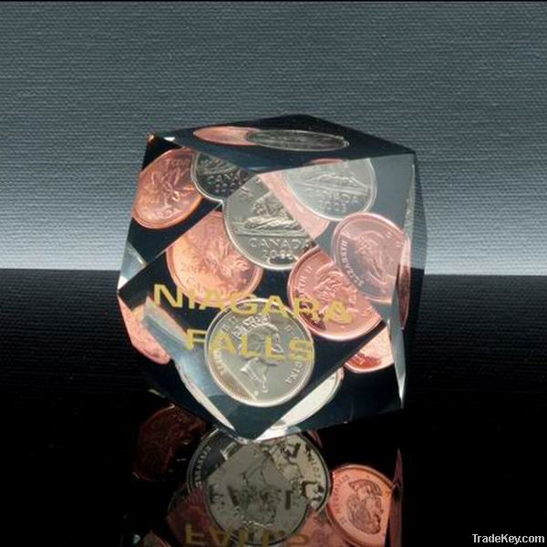 Custom Acrylic Coin Paperweight For Promotional Gift Factory