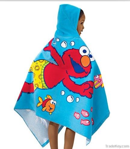 100%cotton reactive printing poncho for kids