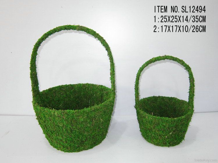 Garden moss basket and moss hanging basket, moss planter, woven basket