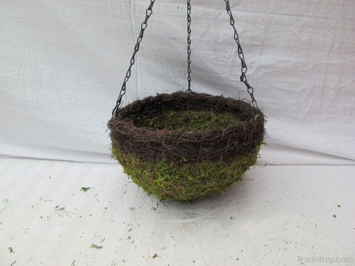 Garden moss basket and moss hanging basket, moss planter, woven basket