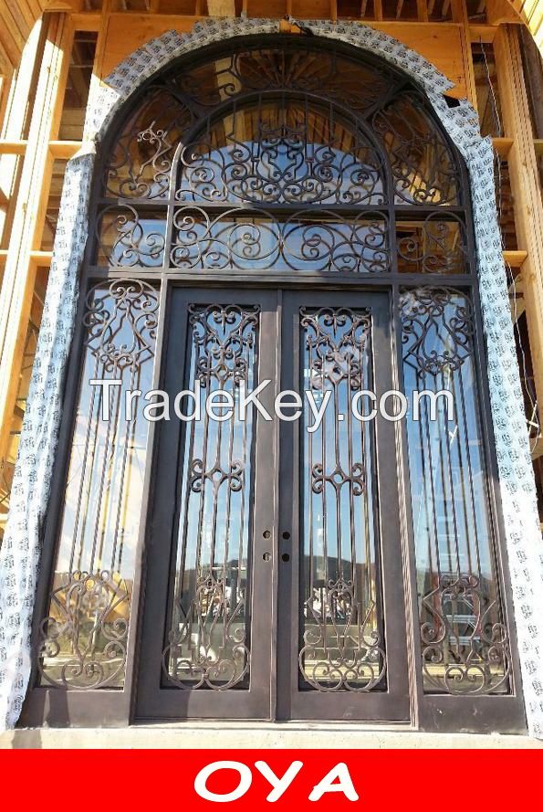 Frosted glass iron entry doors