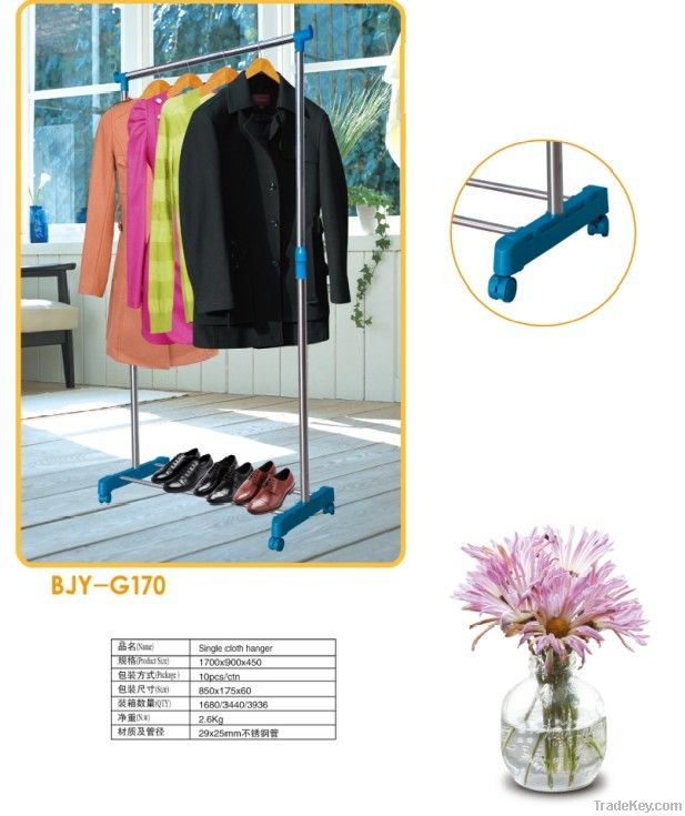 Metal single-pole hanging clothes rack