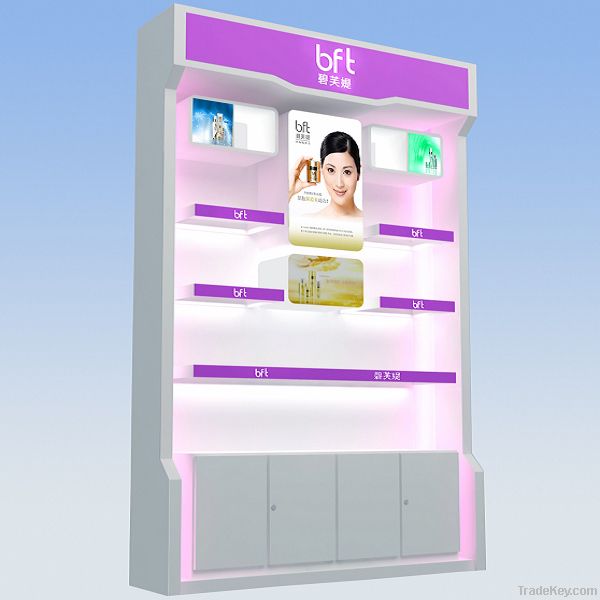 white acrylic cosmetics display stand with logo