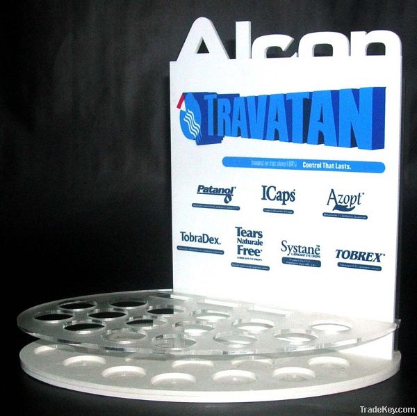 white acrylic cosmetics display stand with logo