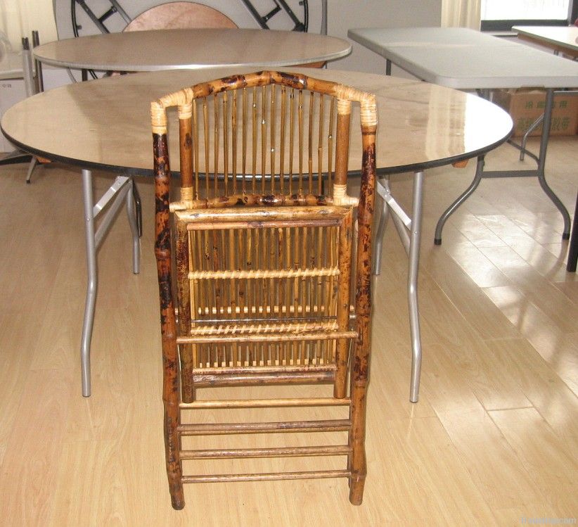 Rattan and Bamboo Folding Chair