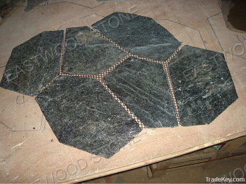 nice black color slate crazy stone paving