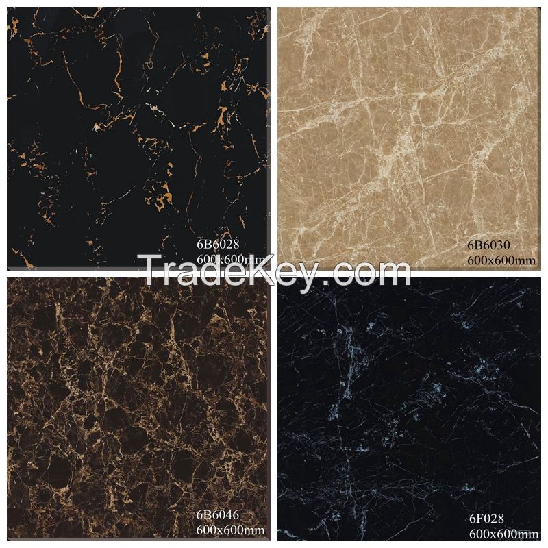 600*600(24*24) Marble Look Polished Porcelain Tiles with Complete Colors and Designs