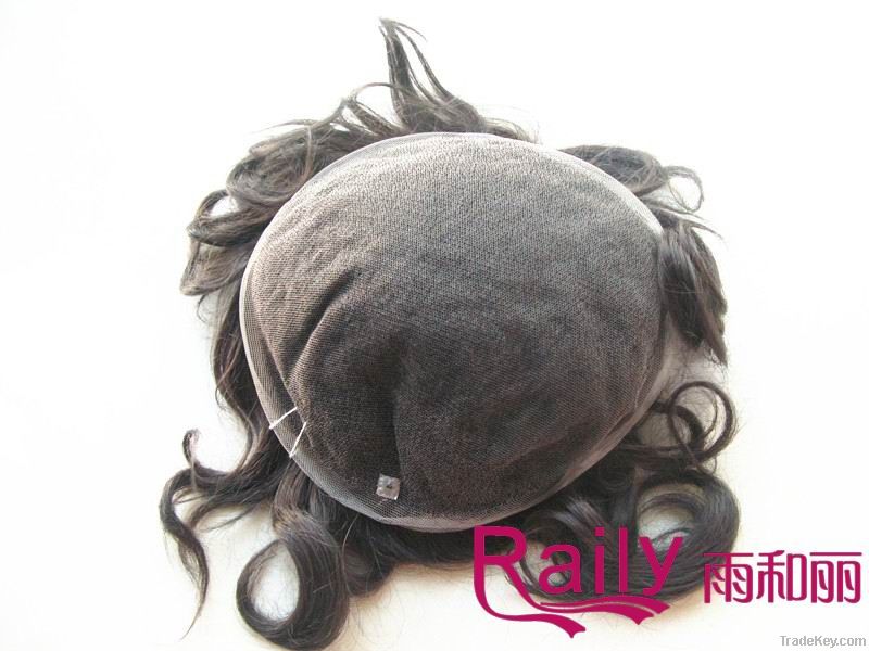 Human non-remy hair men's toupee