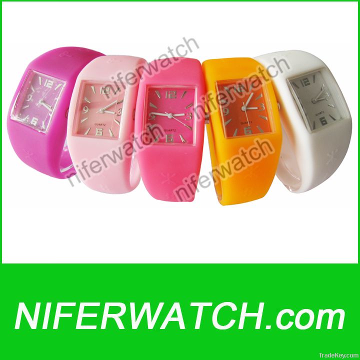 promotional square face quartz silicone wrist watch