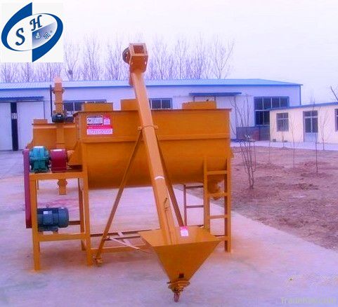 Horizontal feed mixer with compact structure