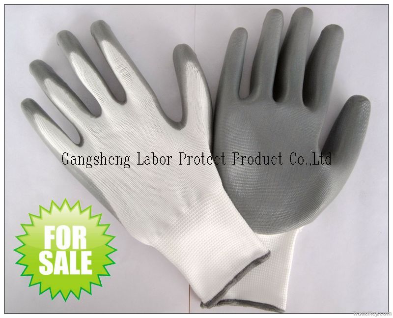 13 gauge white polyester liner coated with gray nitrile