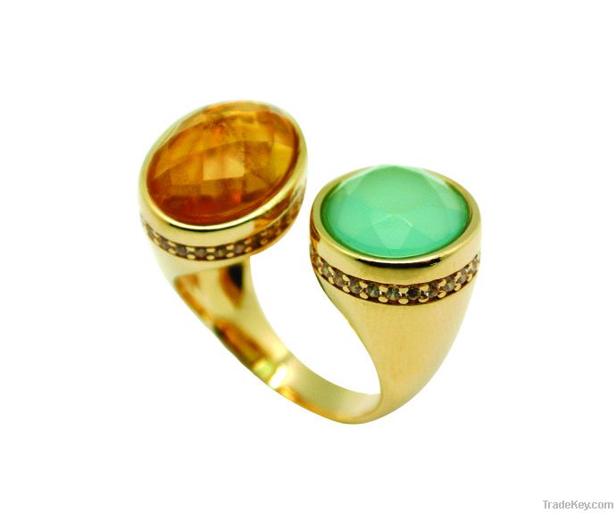 GOLD PLATED RING with natural stone