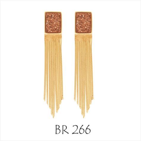 Earring with natural stone, GOLD PLATED