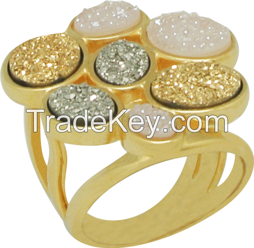 GOLD PLATED RING with natural stone