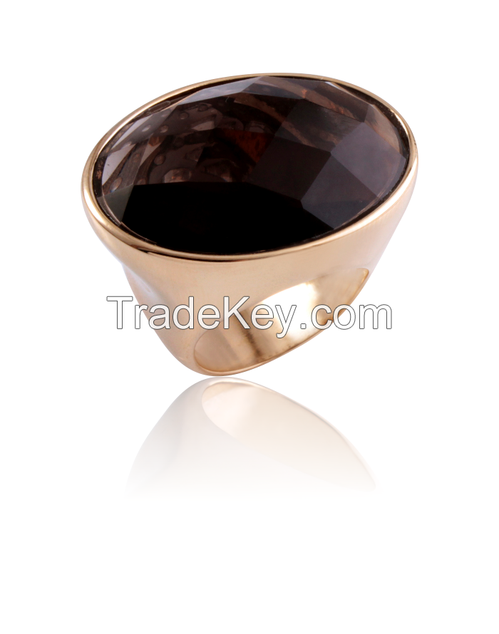 GOLD PLATED RING with natural stone