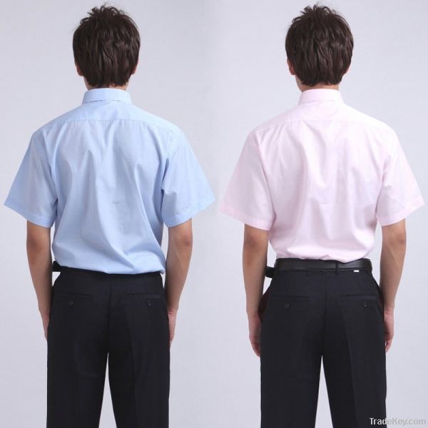 men summer short pure color shirt