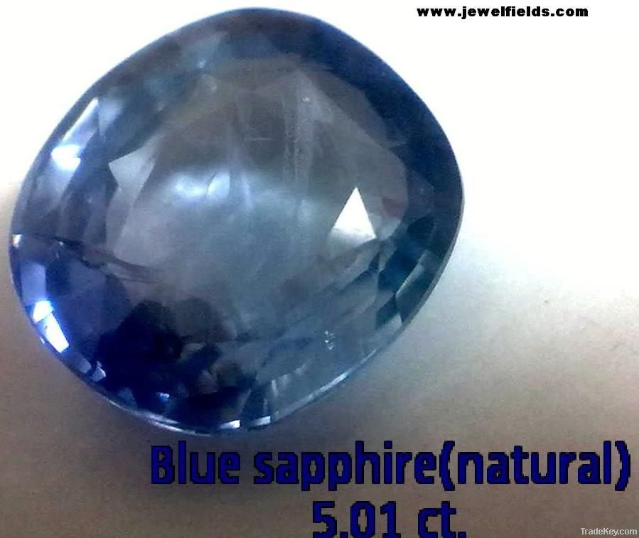 5.01 Carat Untreated Blue Sapphire, Ocean Blue Transparent